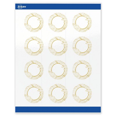 Avery Round Labels, Gold Florals, 2" Diameter, 120 Total