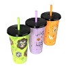 Zak Designs 3pc 25 fl oz Mickey Mouse Glow in the Dark Polypropylene Tumbler Set Purple/Orange/Green - 3 of 4