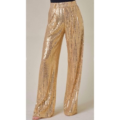 Women's Sequin Wide Leg Pants - WISTERIA LANE