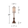 Regency Hill Traditional Buffet Table Lamps 28" Tall Set of 2 with Round Risers Brown Fabric Drum Shade Bedroom Living Room - 4 of 4