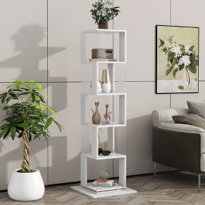 PAGED Floor Rack Simple Bookcase Stylish Rotating Bookshelf with Acrylic Plate for Living Room - 1 of 4