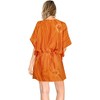 HAPPY BAY Women's House Daily Routine Evening Wear Vacation Casual Dailywear Holiday Relaxed Fit Caftan Short Loungewear 2X-3X Orange, Tie Dye Design - 4 of 4