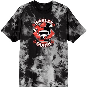 Harley Quinn Chibi Harley Juniors Black And Gray Cloud Wash T-shirt - 1 of 1