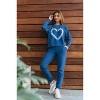 Heart-to-Heart Cotton Sweatshirt - Acid Denim - LEZAT - 3 of 4