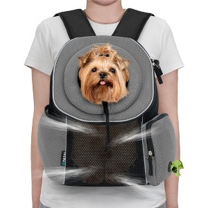 PetAmi Dog Front Carrier Backpack, Ventilated Adjustable Pet Cat Puppy, Hiking Camping Chest Travel Carrying Bag - 1 of 4