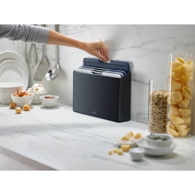 Graphite Plastic 4-Piece Rectangular Chopping Board Set