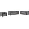 3-Piece Velvet Sofa Sets Contemporary Home Theater Seating Upholstered Couch Set for Living Room - Morden Fort - 2 of 4