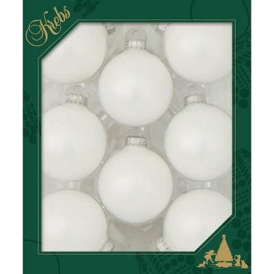 Christmas by Krebs 8ct White Satin Glass Christmas Ball Ornaments 2.5" (67mm)