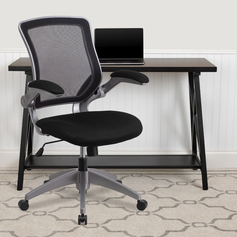 Flash Furniture Mid-Back Mesh Swivel Ergonomic Task Office Chair with Gray Frame and Flip-Up Arms, 3 of 15