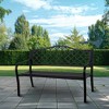 Four Seasons Courtyard Outdoor Park Bench Backyard Garden, Front Porch, or Walking Path Furniture Seating with Powder Coated Steel Frame, Black - 4 of 4