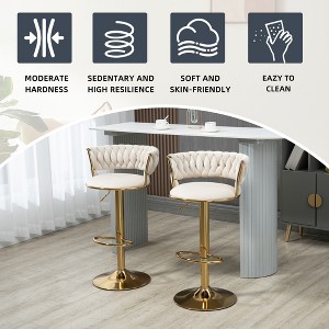 MOONMISS 2PC/SET Swivel Bar Stools Adjustable Counter Height Chairs with Footrest for Kitchen, Dining Room - 1 of 4