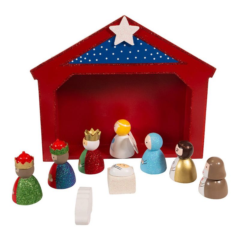 Kurt Adler 9-Inch Miniature Nativity Set with 9 Figures and Stable, 4 of 8