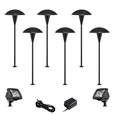 John Timberland Mushroom Black 10-Piece LED Path and Flood Light Set