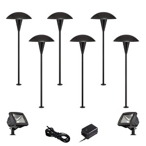 John Timberland Mushroom Black 10-Piece LED Path and Flood Light Set - 1 of 4