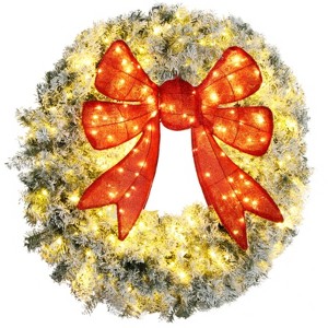 SEVOBAL Wreaths Christmas Bows Decoration Wreath Bow Light Artificial Christmas Wreath with Bow Christmas Decoration, Multicolored, 36"*36"*4" - 1 of 4