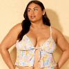 Women's Smocked Tie-Front Fly Away Floral Print Tankini Top - Wild Fable™ Pink/Yellow/Blue - 3 of 3