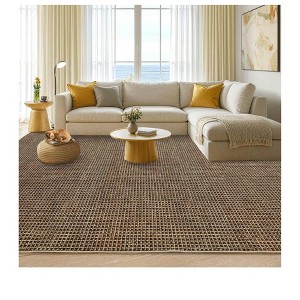Area Rugs, Washable Living Room Rugs Boho Non-Slip Dining Room Rug Soft Ultra Thin Waffle Print Large Bedroom Rugs Indoor Floor Carpet For Living Roo - 1 of 4