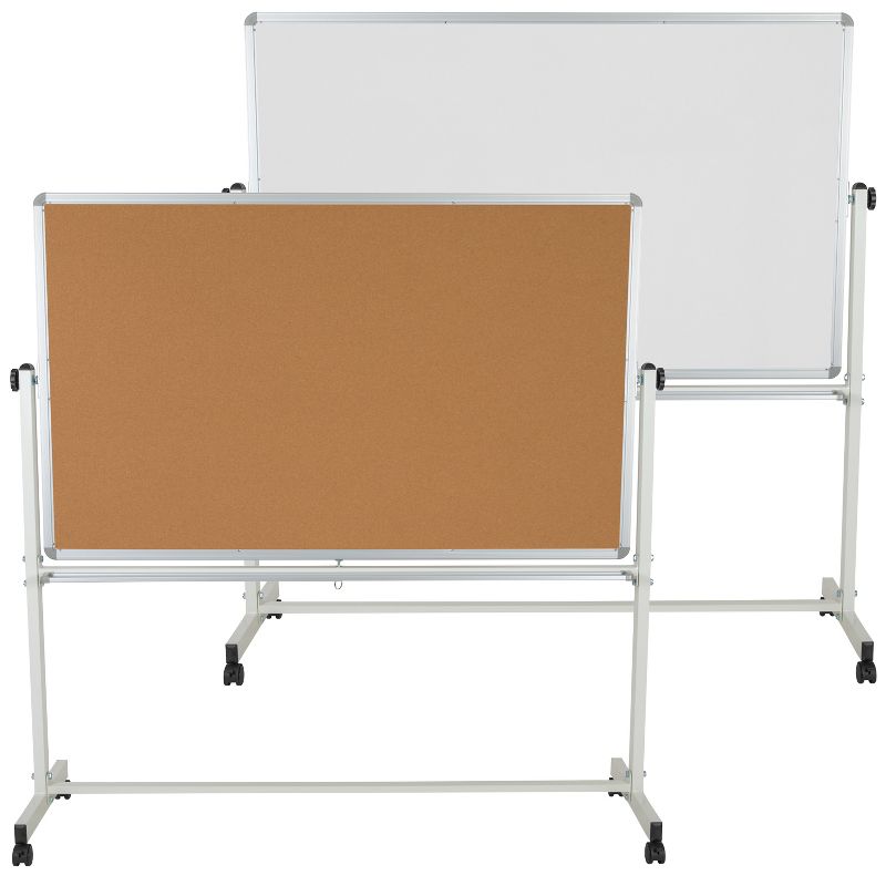 Emma and Oliver Reversible Mobile Cork Bulletin Board and White Board Stand with Pen Tray, 1 of 18