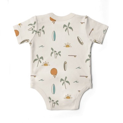 Image of Goumikids Viscose Made from Bamboo + Organic Cotton Short-Sleeve Baby Bodysuit, 0-3m, surf's up