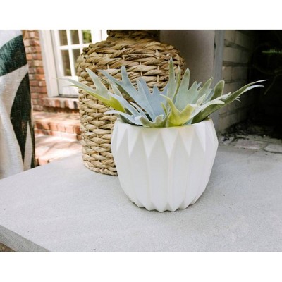 Matte White Faceted Ceramic Bowl Planter
