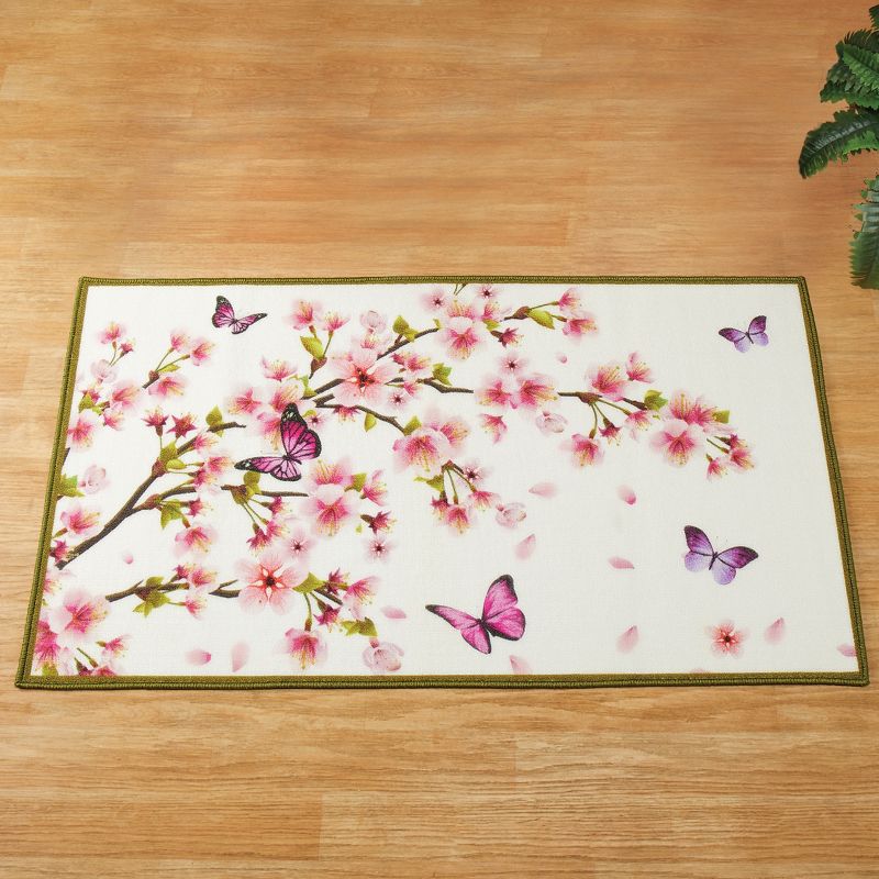 Collections Etc Butterfly Cherry Blossom Skid-Resistant Accent Rug, 2 of 5