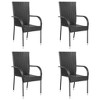 vidaXL Dining Chair Set of 4 PE rattan, powder-coated steel - Black 4 - 2 of 4