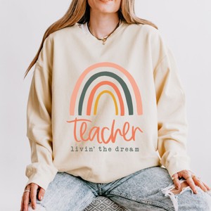 Simply Sage Market Teacher Livin' The Dream Rainbow Lightweight Garment Dyed Sweatshirt - 1 of 4
