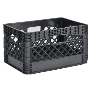 24QT Plastic Heavy-Duty Milk Crate, Black - 1 of 4