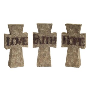Tabletop sentiment cross set – polystone inspiration decor – 10.75 inch height – home display set of 3 – By Melrose - 1 of 3