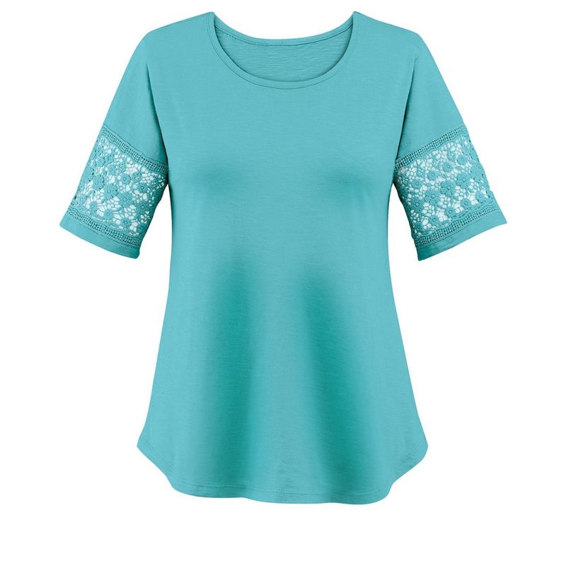 Collections Etc Lace Inset Sleeve Tee, 4 of 6