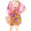 LA LEELA Women's Loose Beachwear Swim Suit Vacation Tunic Summer Bathing Suit Cover-up Mini Swing Dress for Women L-XL Pink , Floral - 4 of 4