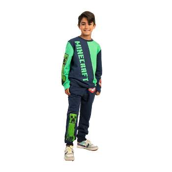 Minecraft Block Character and Title Logo Oversized Graphic Youth Sweatshirt and Joggers 2-Piece Set
