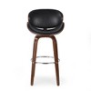 Counter Height Barstool, PU Leather Beech Wood Bar Stools, Swivel Counter Height Kitchen Island Chairs With Circular Footrest For Home Bar - 3 of 4