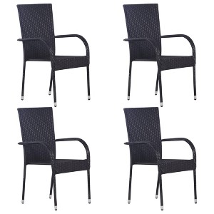 vidaXL Stackable Patio Chairs 4 pcs Poly Rattan Black - 1 of 1