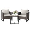 POCASSY 3PCS Patio Furniture Set with Wicker Patio Chair, All Weather Brown Wicker Rattan Outdoor Bistro Set Outdoor Club Chairs with Metal End Table - 3 of 4
