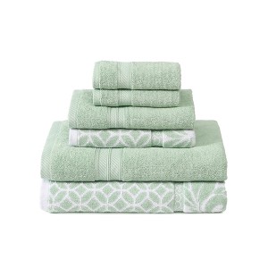 Modern Threads Trefoil Filigree Reversible Yarn Dyed Jacquard 6-pc Towel Set - 1 of 4