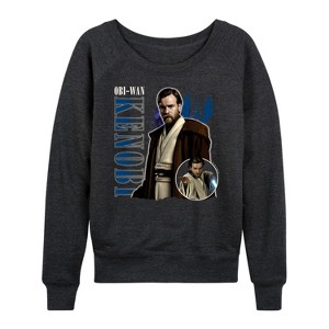 Women's - Star Wars - Obiwan Kenobi Collage Lightweight French Terry Wide Neck Long Sleeve Shirt - 1 of 4