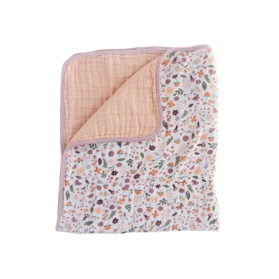 Red Rover Organic Cotton Muslin Baby Blanket - Mauve Meadow