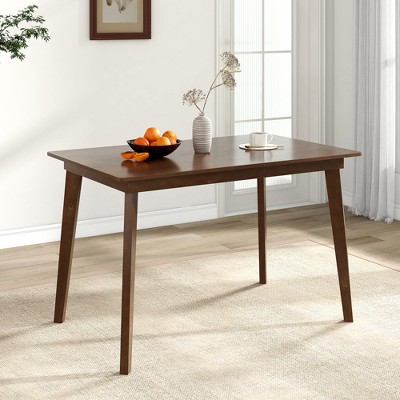 Brown Rubber Wood Dining Table for Four with Veneered MDF Top