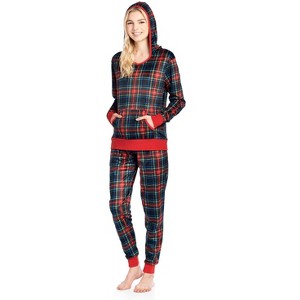 Ashford & Brooks Women's Mink Fleece Hoodie Pajama Set - 1 of 4