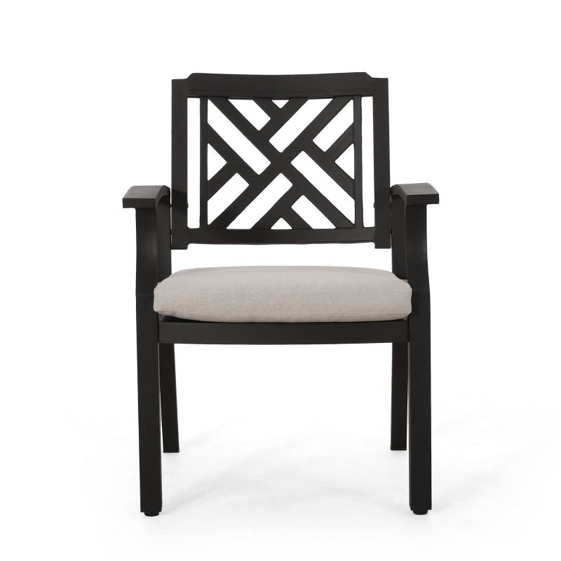 Waterford 2pk Outdoor Aluminum Dining Chairs - Antique Black/Light Beige - Christopher Knight Home, 5 of 13