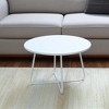HomeRoots 28" White Wood And Metal Round Cross Legs Coffee Table - 2 of 4