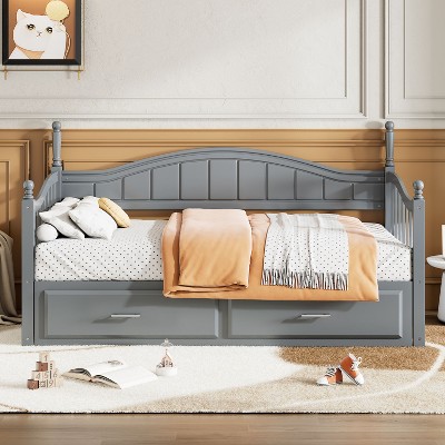NicBex Wooden Twin Size Daybed with Twin Size Trundle,Extendable Daybed with 2 Storage Drawers for Bedroom,Living Room,Apartment,Gray