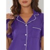 cheibear Women's Silky Satin Nightwear with Shorts Lounge Sleepwear Pajama Set - 4 of 4