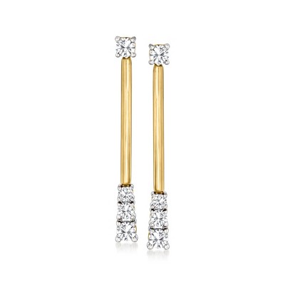Ross-Simons 1.00 ct. t.w. Diamond Linear Bar Drop Earrings in 14kt Yellow Gold