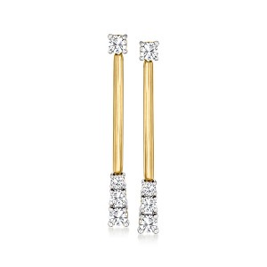 Ross-Simons 1.00 ct. t.w. Diamond Linear Bar Drop Earrings in 14kt Yellow Gold - 1 of 4