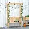 Outsunny Wooden Trellis Arbor Arch for Climbing Plants with Garden Bench, Grow Grapes & Vines, Patio Decor & 2-Person Seating, Natural - image 3 of 4