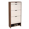 3 Tier Shoe Storage Cabinet, Freestanding Shoe Cabinet With 3 Flip Drawer, Slide Drawer, Open Shelve Modern Shoe Rack - 2 of 4