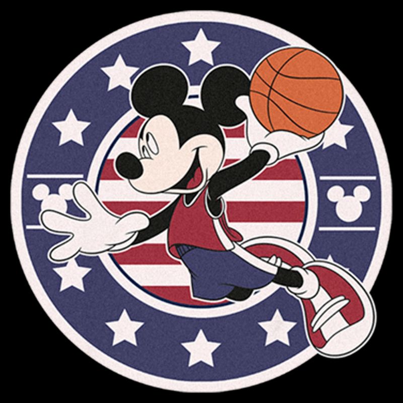 Girl's Mickey & Friends Americana Basketball Dunk Crop T-Shirt, 2 of 4