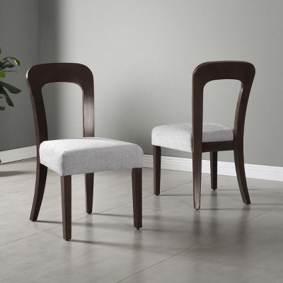 Set of 2 Upholstered Armless Dining Chairs with Fabric Seats and Solid Wood Legs,Modern Side Chairs for Kitchen or Dining Room-The Pop Home